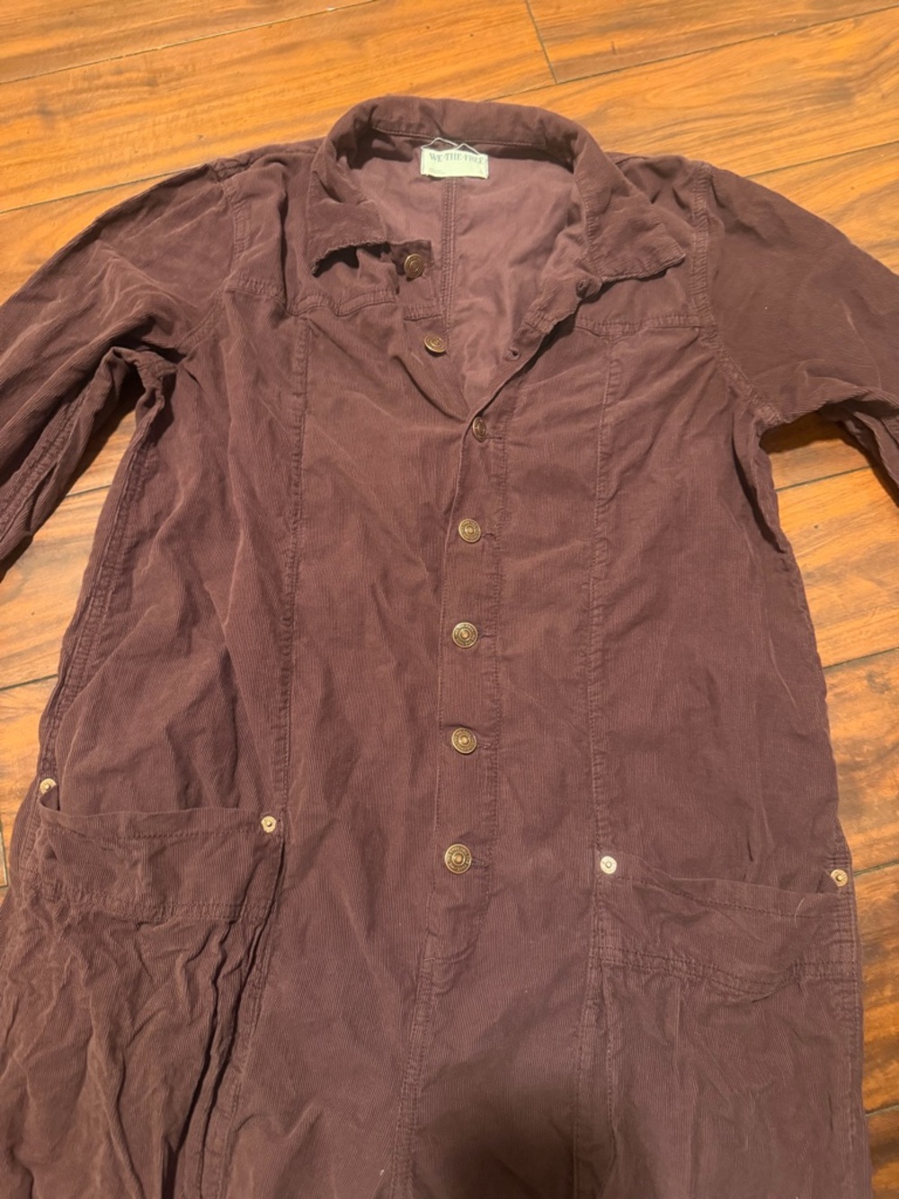 We The Free oversised Deep Plum Button-Front Utility Jumpsuit - Picture 4 of 13